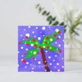 Tropische kerstpalmboom Vrolijk kerstfeest Kaart (Staand voorkant)