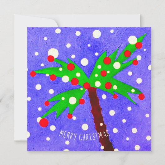 Tropische kerstpalmboom Vrolijk kerstfeest Kaart (Voorkant)