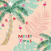 Tropische Kerstpalmboom Vrolijke XMas Cadeaupapier