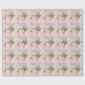 Tropische kerstroze flamingos op Blush Cadeaupapier (Vlak)