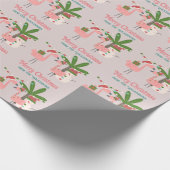 Tropische kerstroze flamingos op Blush Cadeaupapier (Hoek)