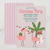 Tropische kerstroze flamingos op Blush Kaart (Voorkant / Achterkant)