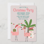 Tropische kerstroze flamingos op Blush Kaart (Voorkant)