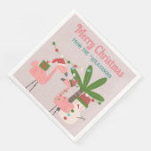 Tropische kerstroze flamingos op Blush Servet (Hoek)