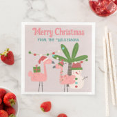 Tropische kerstroze flamingos op Blush Servet (Insitu)