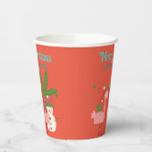 Tropische kerstroze flamingos op Sinaasappel Papieren Bekers (Links)