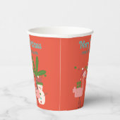 Tropische kerstroze flamingos op Sinaasappel Papieren Bekers (Rechts)