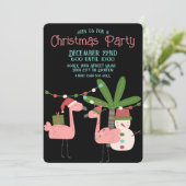 Tropische kerstroze flamingos op zwart kaart (Staand voorkant)