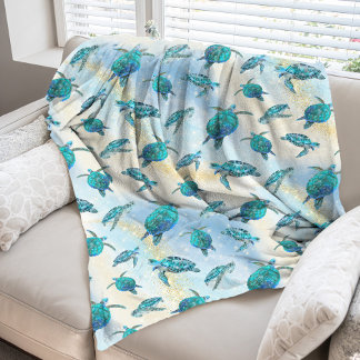Tropische kerstschildpad voor kerstmis Zee Fleece Deken
