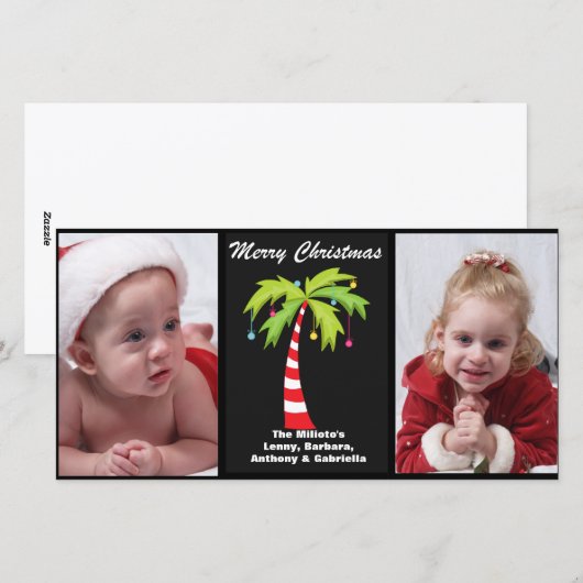 Tropische Kerststok Palmboom Foto Kerstkaart (Voorkant / Achterkant)