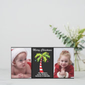 Tropische Kerststok Palmboom Foto Kerstkaart (Staand voorkant)