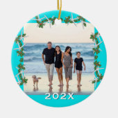 Tropische kerststrand familie vakantie keramisch ornament (Voorkant)