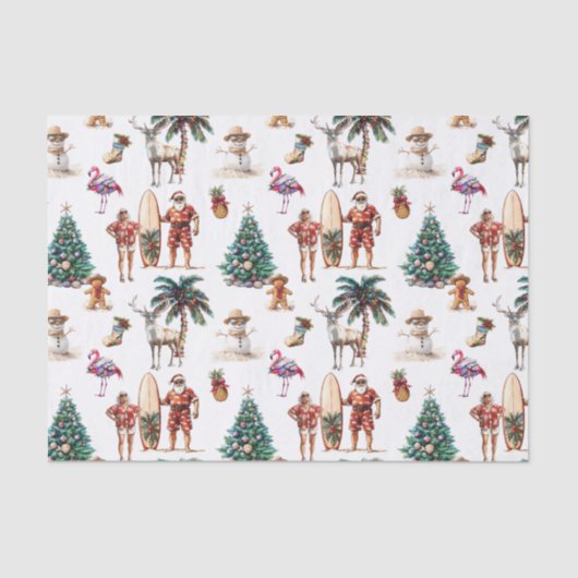 Tropische kerststrand Sinterklaas Tissuepapier (Voorkant)