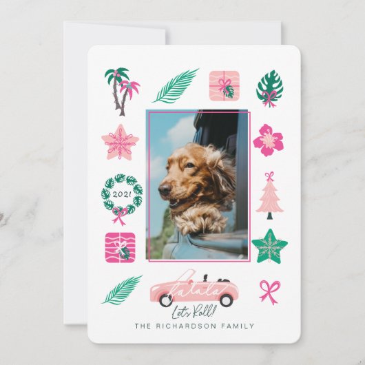 Tropische kersttentjes met rolletje converteerbare feestdagenkaart (Voorkant)