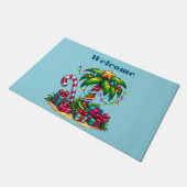 Tropische kerstvakantie Palm Tree Welkom Deurmat (Schuin)