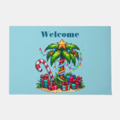 Tropische kerstvakantie Palm Tree Welkom Deurmat (Voorkant)