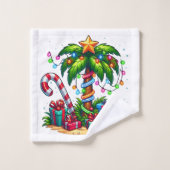 Tropische kerstvakantie palmboom bad handdoek (Wasdoekje)