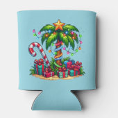 Tropische kerstvakantie palmboom blikjeskoeler (Achterkant)