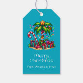 Tropische kerstvakantie palmboom cadeaulabel (Voorkant)