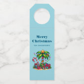 Tropische kerstvakantie palmboom flessenhanger (Voorkant)