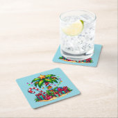 Tropische kerstvakantie palmboom kartonnen onderzetters (Insitu)