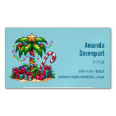 Tropische kerstvakantie palmboom magnetisch visitekaartje (Voorkant)