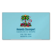 Tropische kerstvakantie palmboom magnetisch visitekaartje (Voorkant)