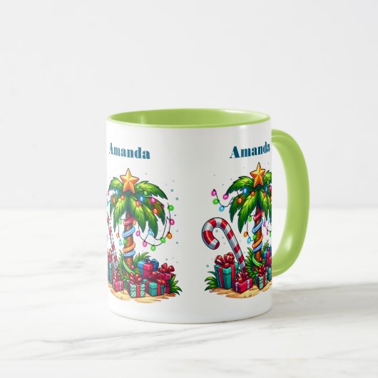 Tropische kerstvakantie palmboom mok (Voorkant rechts)