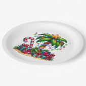 Tropische kerstvakantie palmboom papieren bordje (Gekanteld)