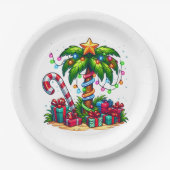 Tropische kerstvakantie palmboom papieren bordje (Voorkant)