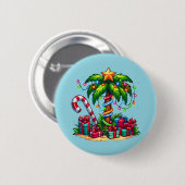 Tropische kerstvakantie palmboom ronde button 5,7 cm (Voorkant /achterkant)