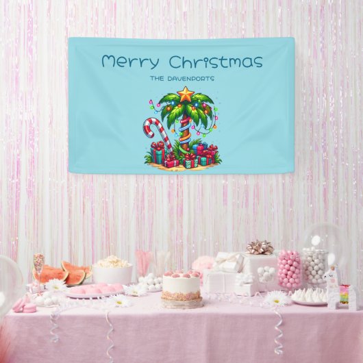 Tropische kerstvakantie palmboom spandoek (Feest)