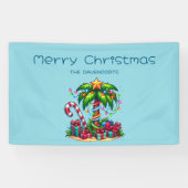 Tropische kerstvakantie palmboom spandoek (Horizontaal)