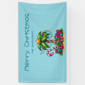 Tropische kerstvakantie palmboom spandoek (Verticaal)