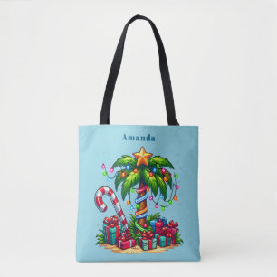 Tropische kerstvakantie palmboom tote bag