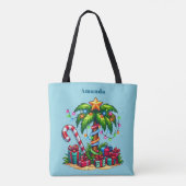 Tropische kerstvakantie palmboom tote bag (Achterkant)