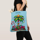 Tropische kerstvakantie palmboom tote bag (Dichtbij)