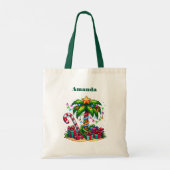 Tropische kerstvakantie palmboom tote bag (Achterkant)