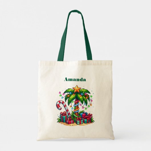 Tropische kerstvakantie palmboom tote bag (Achterkant)