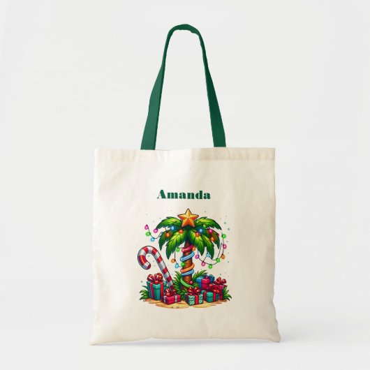 Tropische kerstvakantie palmboom tote bag (Voorkant)