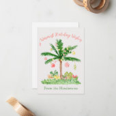 Tropische kerstverlichting Koraal en Groene Waterv Notitiekaartje (Voorkant / Achterkant in situ)