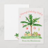 Tropische kerstverlichting Koraal en Groene Waterv Notitiekaartje (Voorkant / Achterkant)