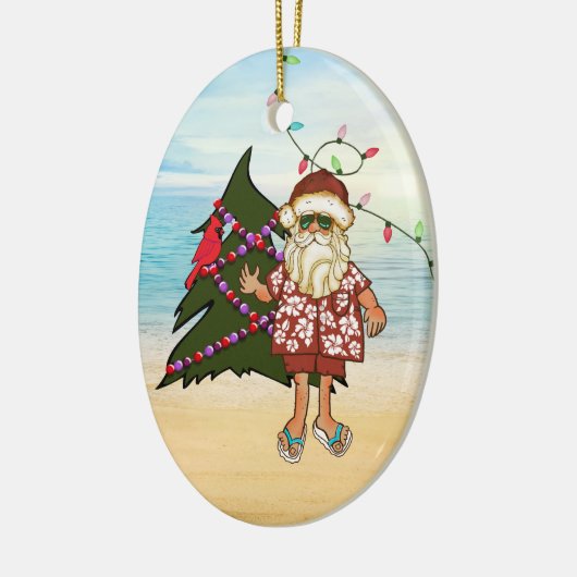 Tropische kerstversiering keramisch ornament (Links)