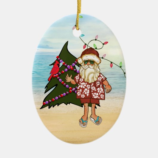 Tropische kerstversiering keramisch ornament (Voorkant)