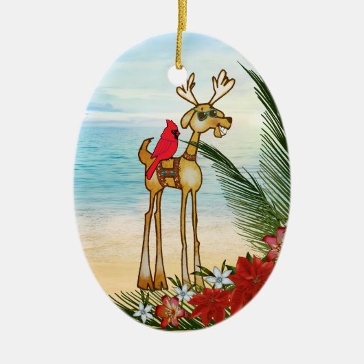 Tropische kerstversiering keramisch ornament (Voorkant)