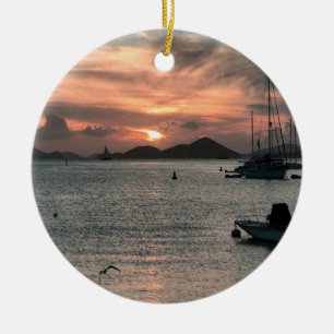 Tropische kerstversiering keramisch ornament