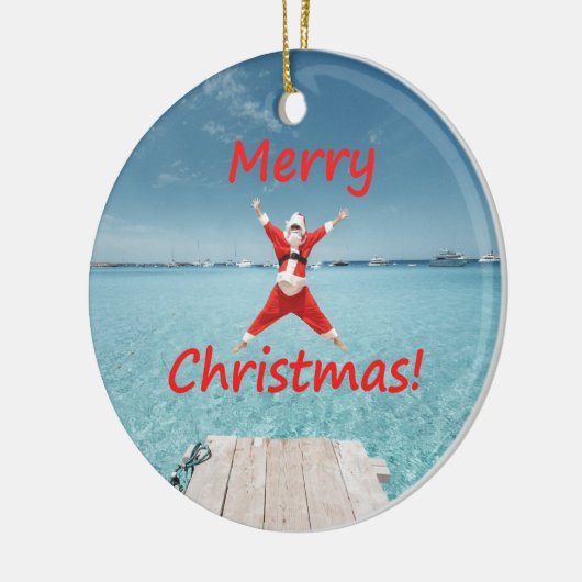 Tropische kerstversiering keramisch ornament (Links)