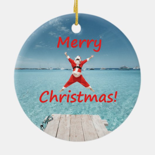 Tropische kerstversiering keramisch ornament (Achterkant)