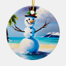 Tropische kerstversiering met Snowman Keramisch Ornament