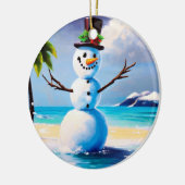 Tropische kerstversiering met Snowman Keramisch Ornament (Links)